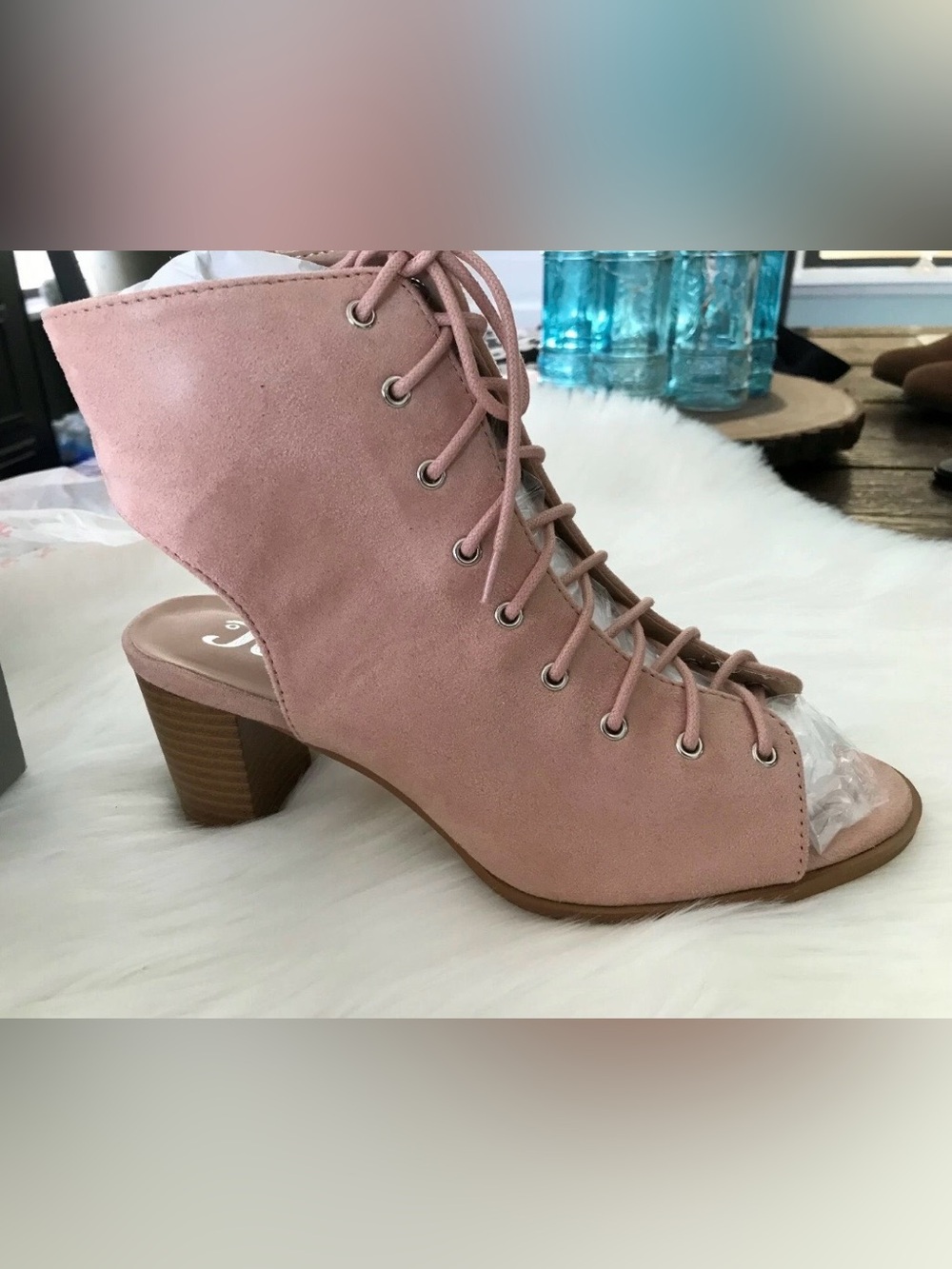 Journee Collection Womens Lace-up Posey Pink Booties Size 8 New In Box!